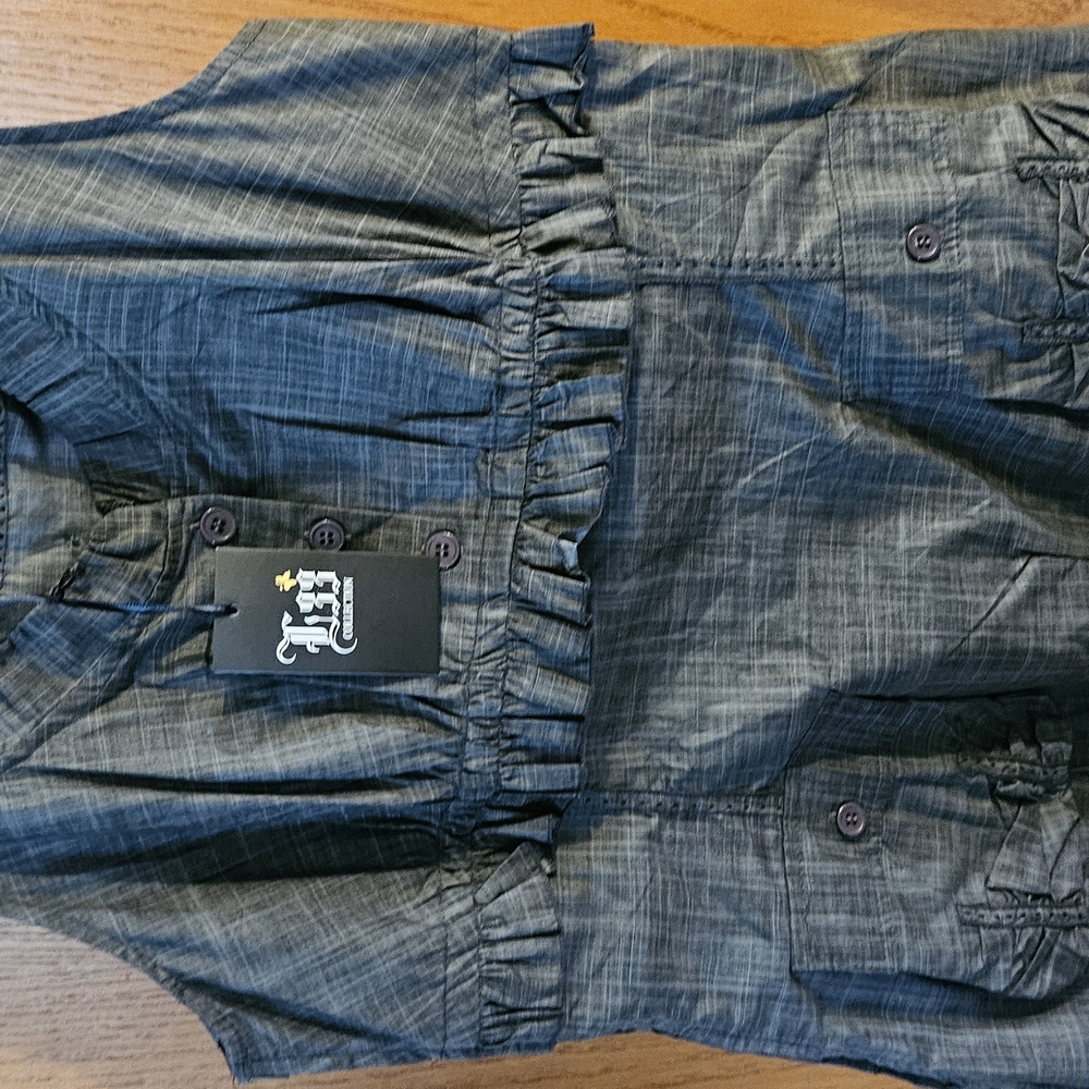 Gray Button-Up Romper
